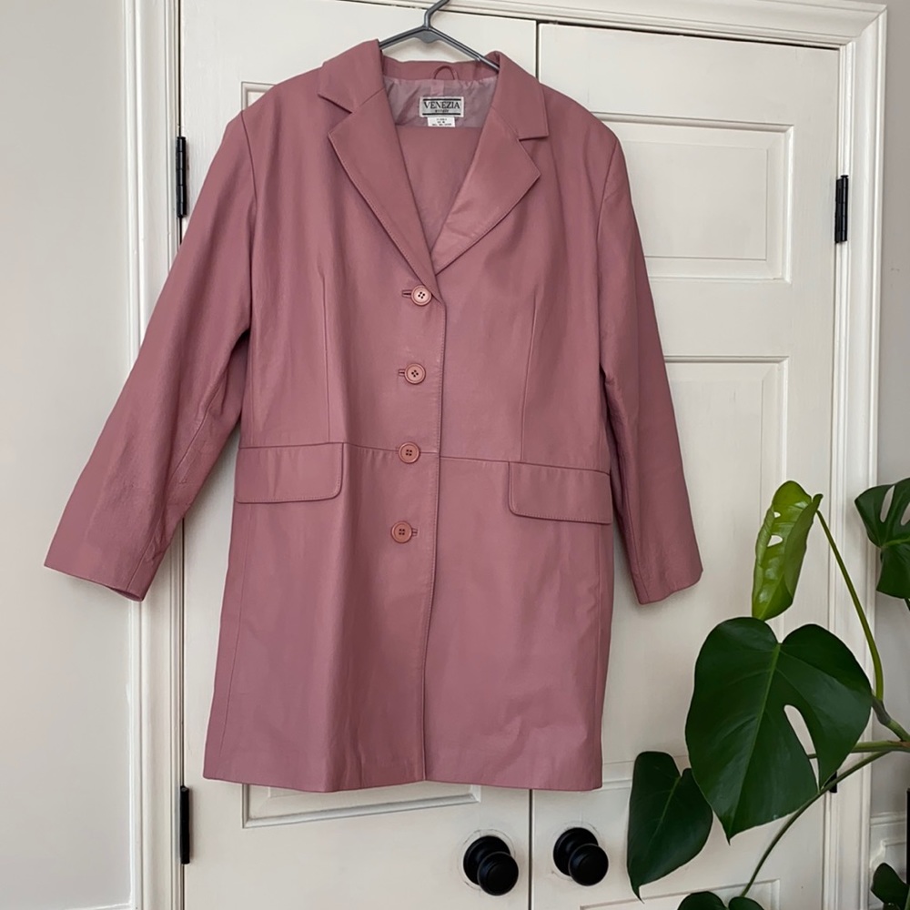 OOAK mauve lavender suit in leather by Venezia